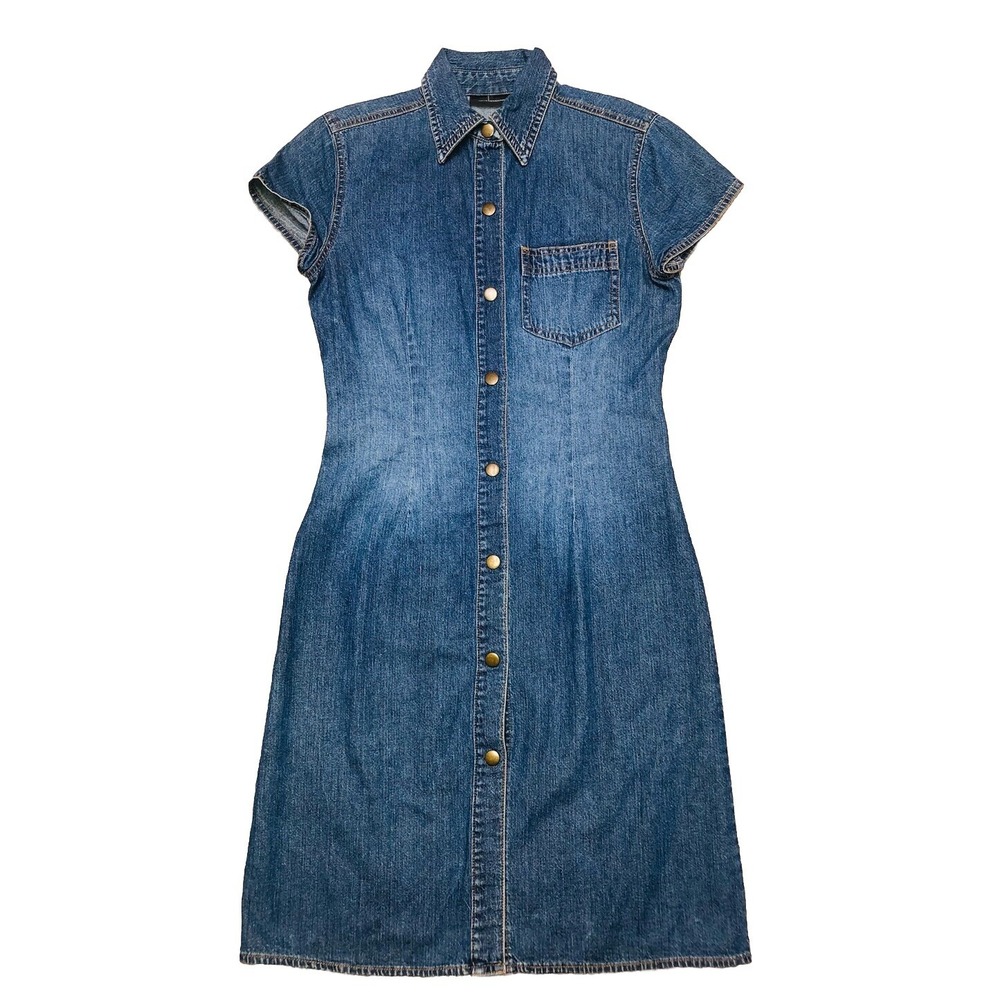 Moda International Denim Dress 2 Blue‎ Jean Short Sleeve Stretch Vintage Y2K
